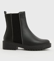 New Look Wide Fit Black Chunky High Ankle Chelsea Boots